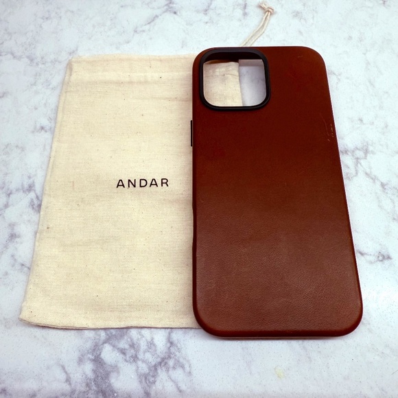 ANDAR iPhone 16 Pro Max Leather Cases in your choice of Brown, Moss, Navy, Camel - Picture 1 of 7